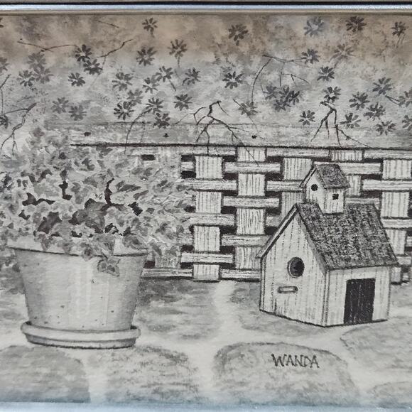 Weston Gallery Pewter frame with signed original black white water color RARE - Picture 3 of 7